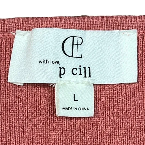 P Cill V-Neck Tunic Sweater Womens Large Rust‎ High-Low PT10463 Oversized Boho - Image 6