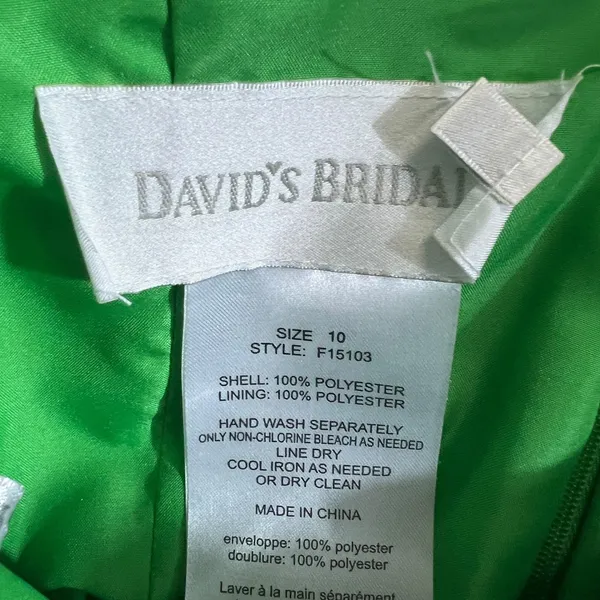 Davids Bridal F15103 Matte Satin Cocktail Dress Green Formal Pleated Size 10 - Image 5