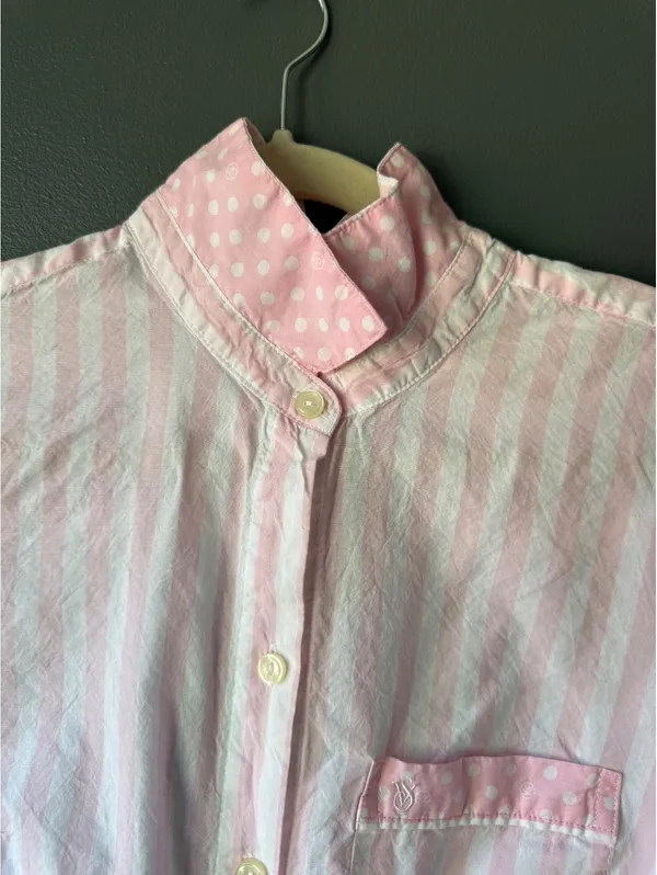 Victoria's Secret Pink Striped Long Sleeve Sleep Shirt/Dress XS - Image 3
