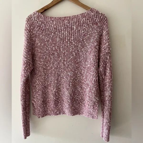 Abercrombie & Fitch Marled Pink Shaker Sweater Cotton‎ Linen Blend - Image 4