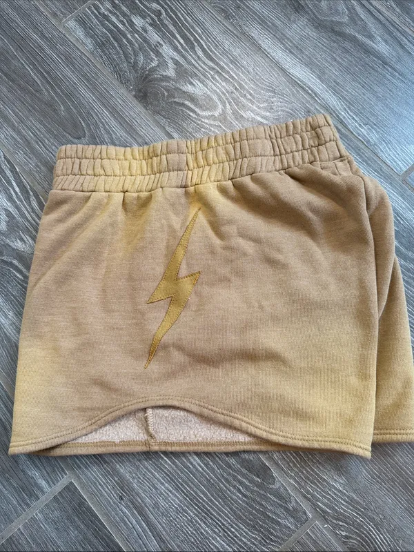 Aviator Nation Sand Women lightning bolt Fleece sweat Shorts Size Small Like new - Image 3
