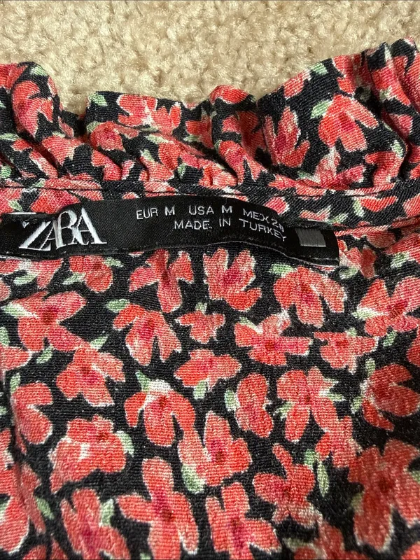 Zara Ditsy Floral Mini Shirt Dress Size Medium - Image 2