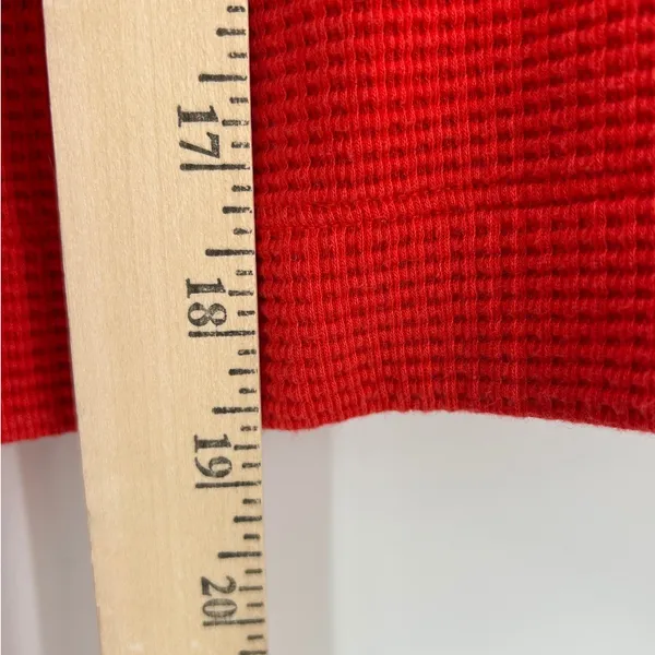 Athleta Womens Red Waffle Knit‎ Oversied Baggy Cropped Hoodie Sweatshirt XXS - Image 7