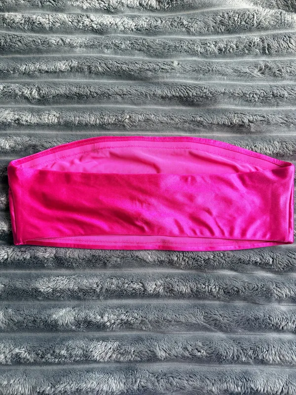 SKIMS Swim Bandeau Top Size 3x Hot Pink Shine Spandex Y2K Coastal Cowgirl - Image 2