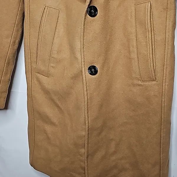 NWOT Zara tan long Tessuti wool made in Italy 2 button collared jacket coat sz S - Image 4