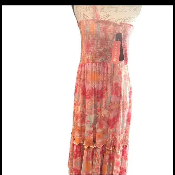 Elegant Pink Floral Midi Dress - Image 6