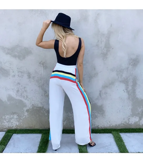 White Pants with Colorful Stripes - Image 4