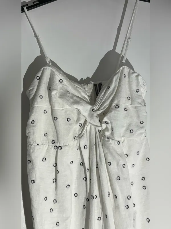 Anthropologie Strapless Deco White Patterned Maxi Summer Dress Linen Cotton - Image 14