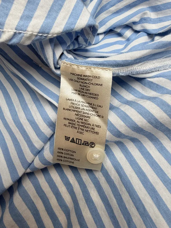 Maeve Anthropologie Women’s XS Blue White Stripe Cotton Button Down Oversized - Image 5