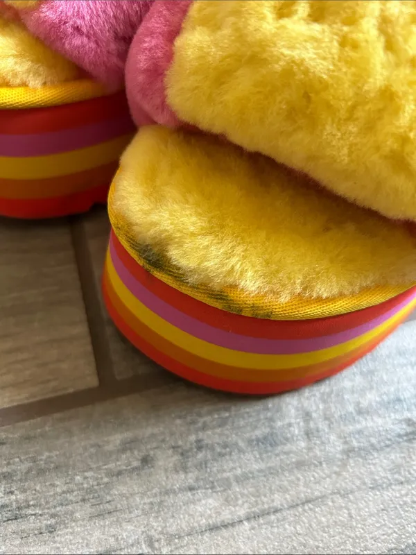 UGG Women's Disco Checker Slides: Rainbow Yellow - Image 6