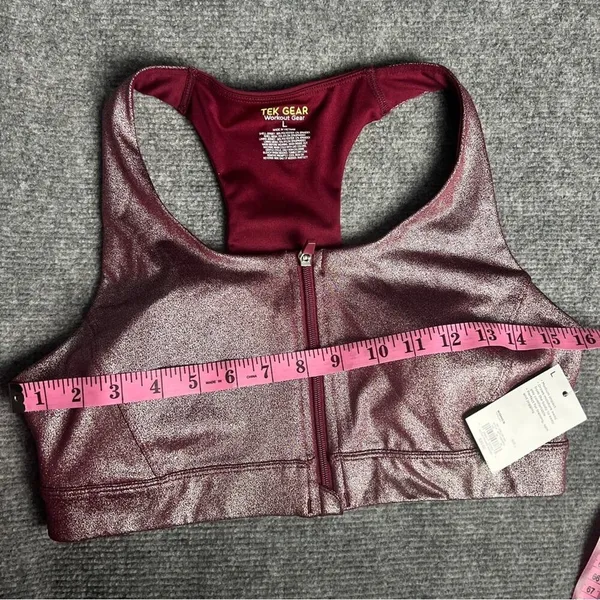 Tek Gear Women's Workout Athletic Sporty Zip Front Racerback Sports Bra Sz L - Image 8
