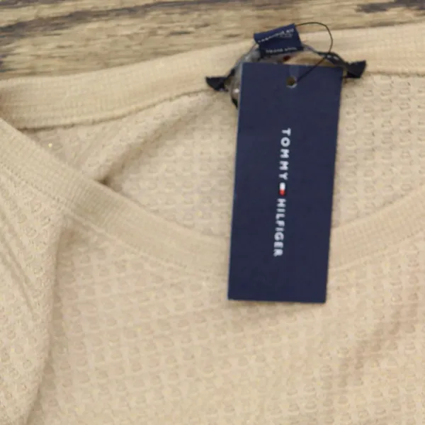 Tommy Hilfiger Womens Metallic Cold Shoulder T-Shirt J2IH6834 Camel Brown L - Image 3