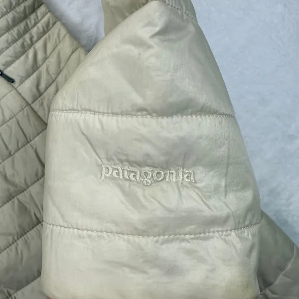 Patagonia Kai Lee Quilted Puffer Coat Lightweight Full Zip Jacket‎ Beige XS READ - Image 10