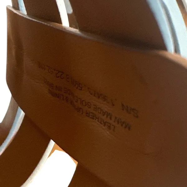 Tory Burch Ines Multi Strap Slides‎ Tan Blue White Leather Sandals 11 - Image 5
