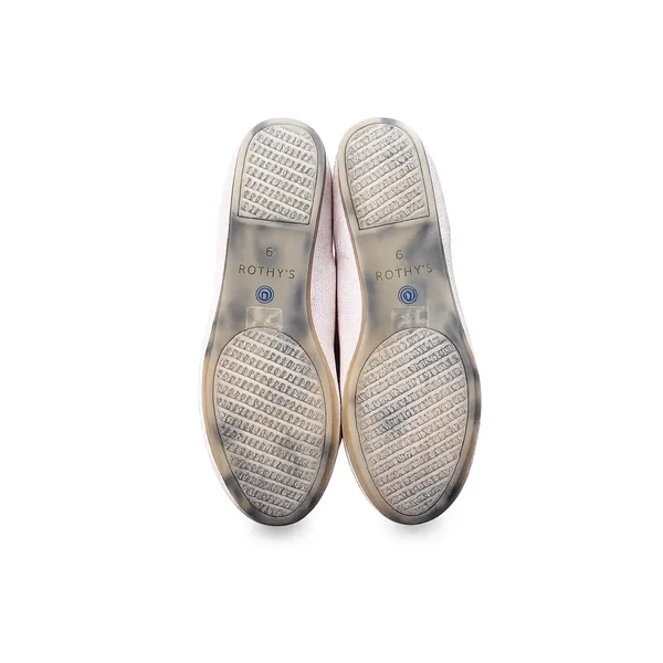 Rothy’s Daily Knit Round Toe Flats Blush Pink Blue Trim Size 6 Like New - Image 5