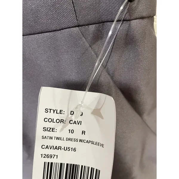 Alfred Sung D779 V-Neck Satin Cap Sleeve Pockets Cavier Gray Gown‎ Size 10 New - Image 8