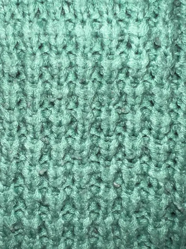 Green waffle knit cardigan. - Image 5