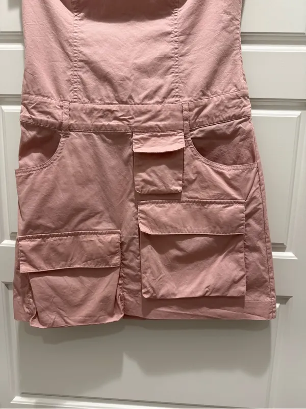 Zara Light Pink Cargo Strapless Mini Dress Small - Image 3
