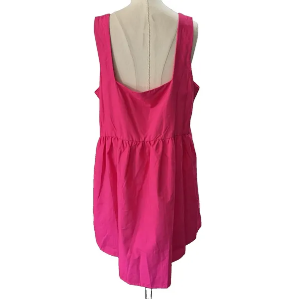 Anthropologie Daily Practice Notch Neck Mini Dress Fuchsia Pink Womens Large - Image 7