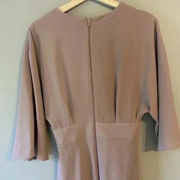 Asos Dress Woman's Size 4 Dusty Rose Bat Wing 3/4 Sleeve V-Neck‎ Knee Length - Image 7