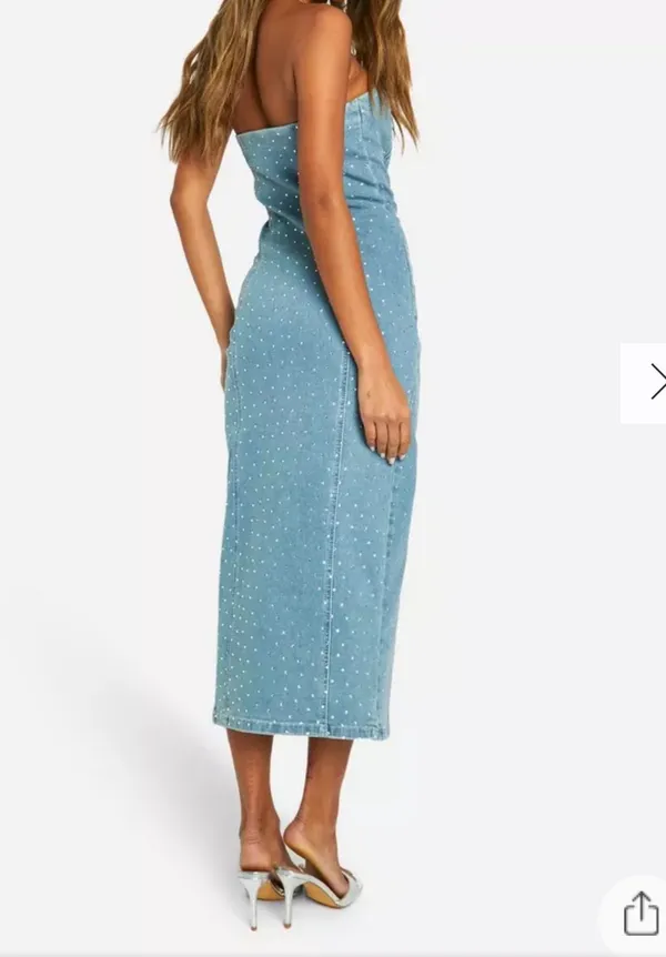Boohoo Denim Sparkle Dress - Image 3