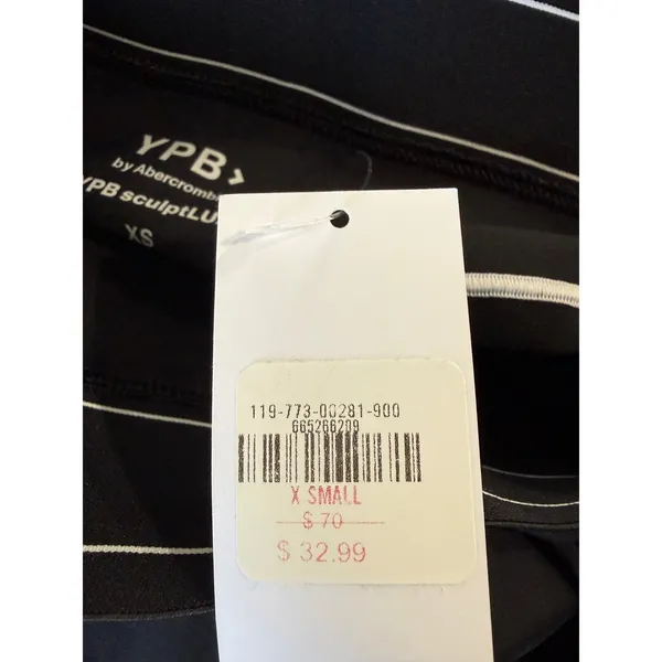 YPB Abercrombie sculptLUX High Rise Leggings Black White Contrast Piping XS 4185 - Image 4