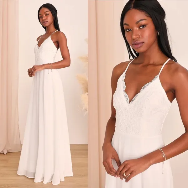 Lulus Madalyn‎ Lace Maxi Dress in White Size Small - Image 3