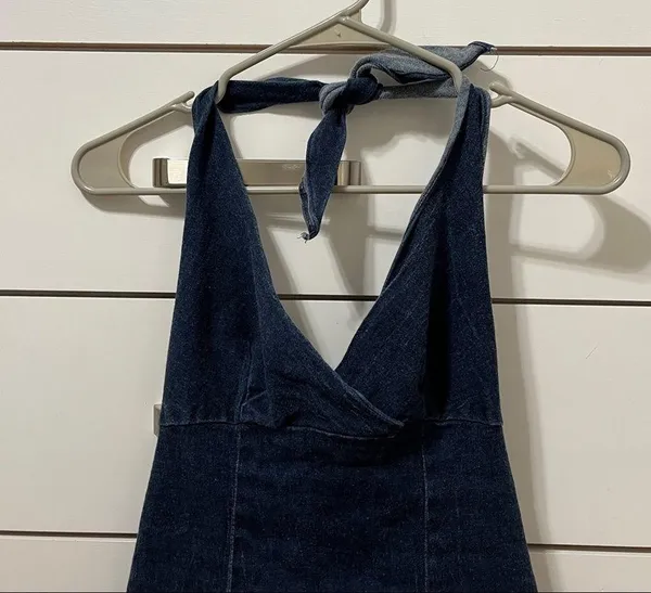 Rocket Candy Denim Fringe Halter Dress - Image 3