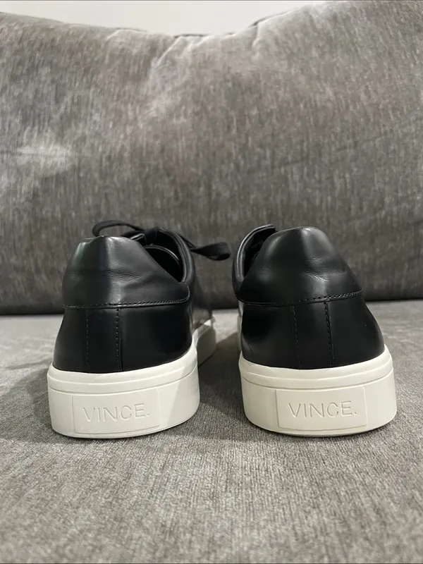 Vince Black Leather Sneakers Size 9 - Image 5