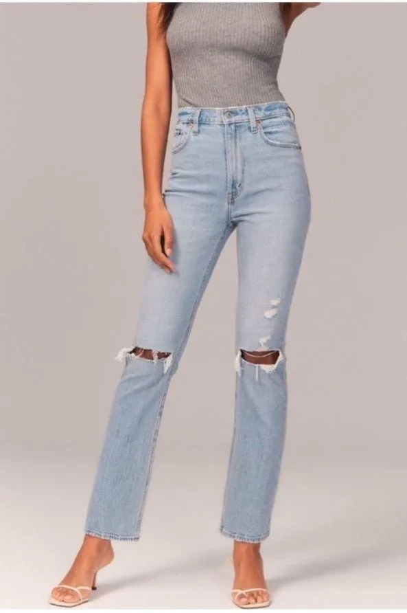 Abercrombie & Fitch Curve Love Ultra High Rise The Ankle Straight Jeans - Image 4