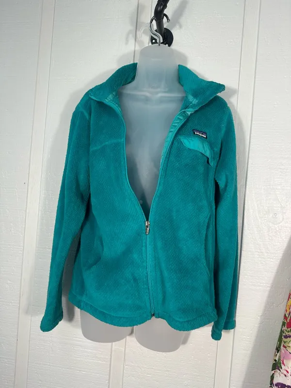 Patagonia Women’s Teal Green Full Zip Fleece Jacket Size Medium EUC - Image 2