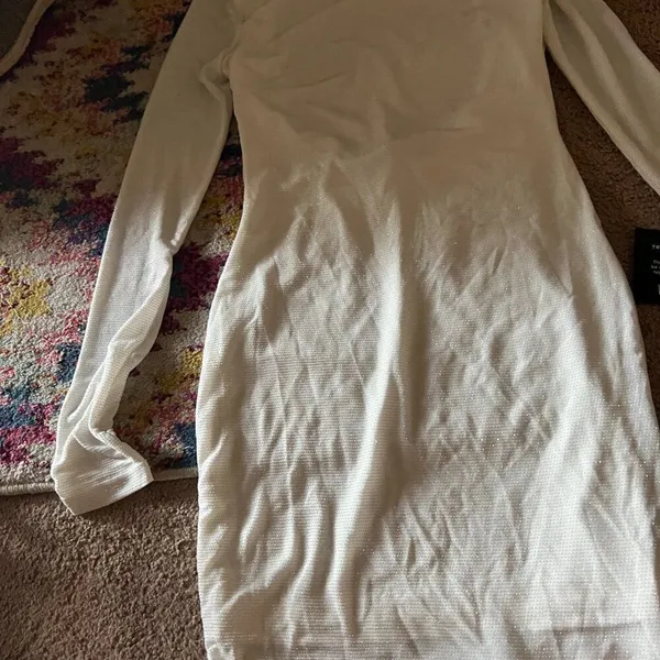 NWT Lulus Gift of Love White‎ and Silver Backless Long Sleeve Mini Dress L - Image 8