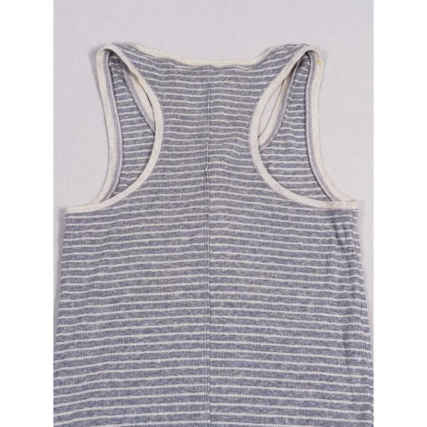 Y2K Abercrombie & Fitch Ribbed Henley Tank Top Size XS Gray Striped Preppy 90s - Image 5
