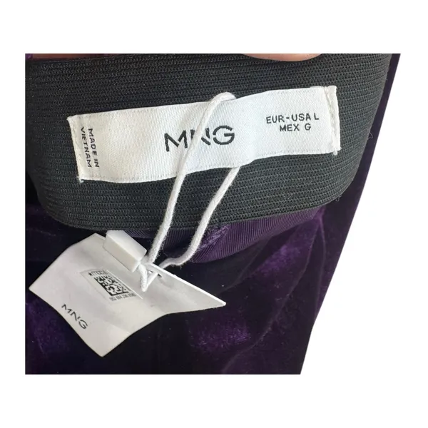 Mango MNG Women's Large Purple Crushed Velvet Wide Leg Pants High Waist NWT - Image 4