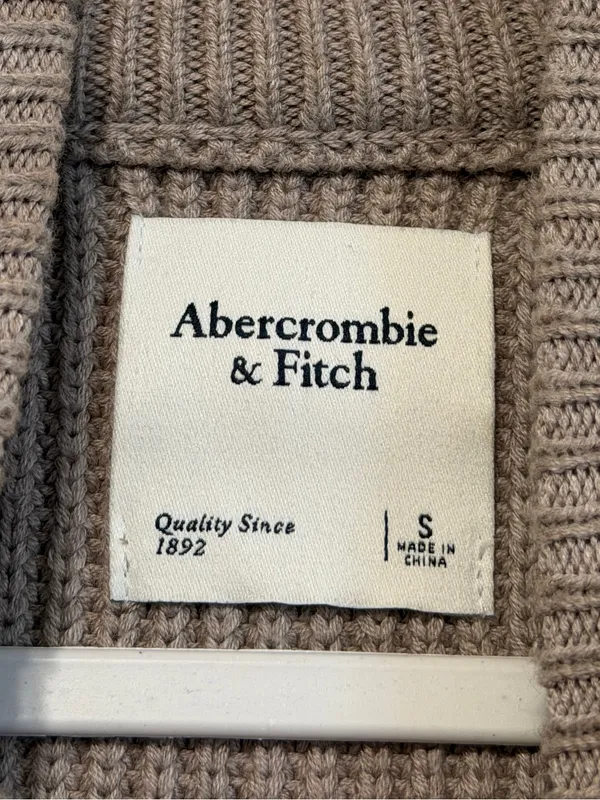 Abercrombie & Fitch Mock Neck Sweater Vest Size Medium Tan Brown Neutral - Image 3