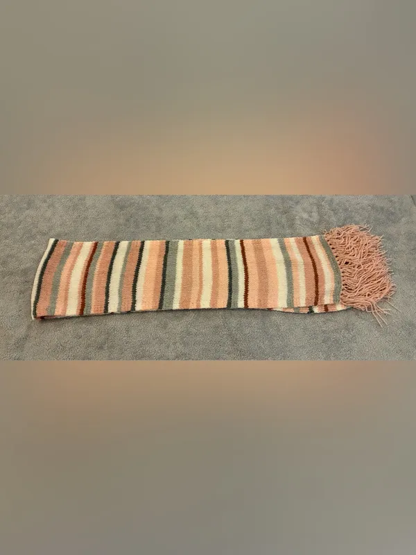 Women’s NatonMcNaughton Striped Pink Multicolor Knit Fringe Scarf Size Mediu - Image 4