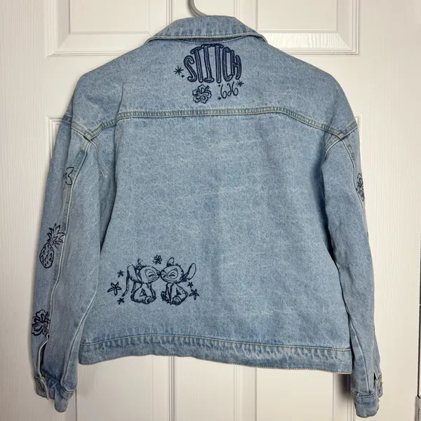 Disney Blue‎ Jean Jacket with Embroidered Designs - Image 8