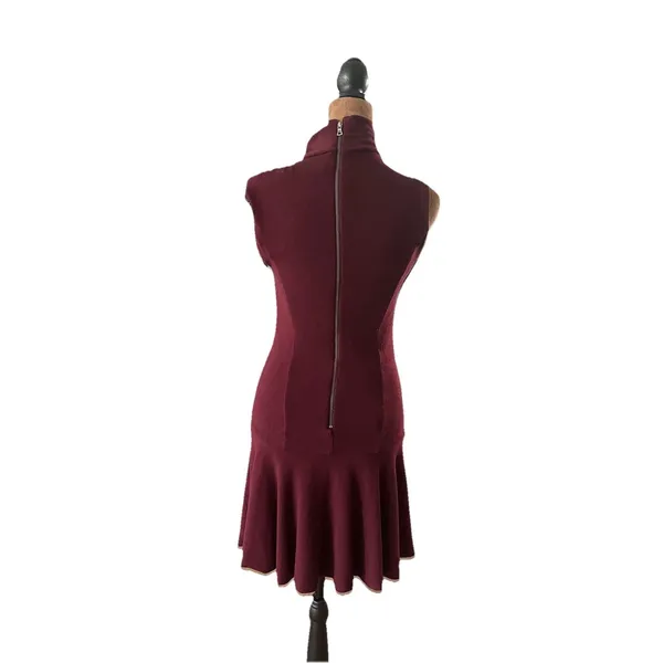 Alice + Olivia Maroon Drop Hem Sleeveless Knit Dress Size 4 - Image 4