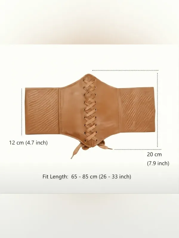Corset Style Wide Girdle Fashion Elastic Faux Leather Skinny Elastic Waist‎ Belt - Image 3