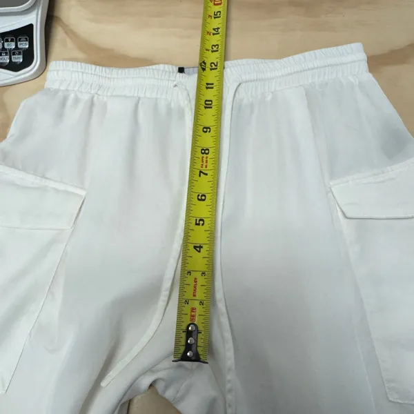 Mags & Pye White Cargo Jogger Pants Women's Medium Elastic Waist Zipper Detail‎ - Image 10