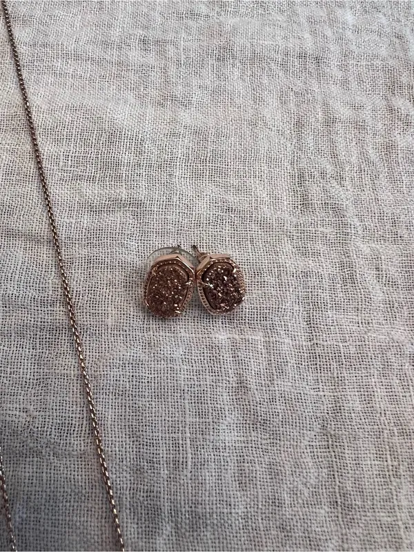(SET) Kendra Scott Rose Gold Bar Druzy Necklace and Ellie Rose Druzy - Image 4