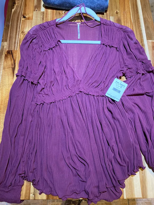 Free People NWOT Purple Sheer Long Sleeve Shirt - Image 6