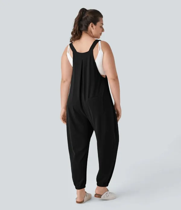 Halara Black Pockets Waffle Casual Jogger Overalls Comfy Cozy Medium NWT - Image 11