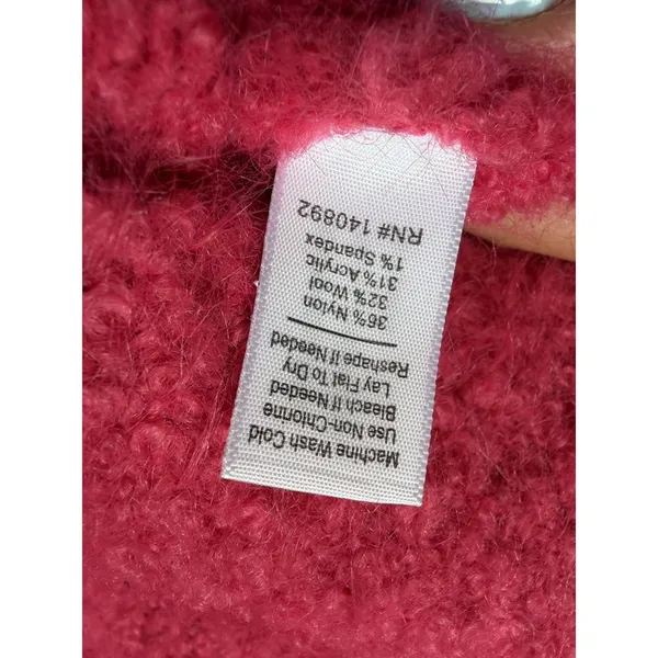 Marine Layer Teddy Eyelash Sweater Womens S Pink Fuzzy Wool Blend Cropped - Image 5