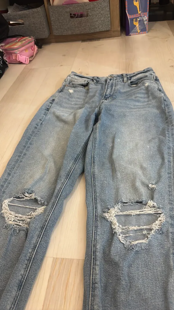 American Eagle Blue Ripped Jeans 6 Extra Long High Rise - Image 5