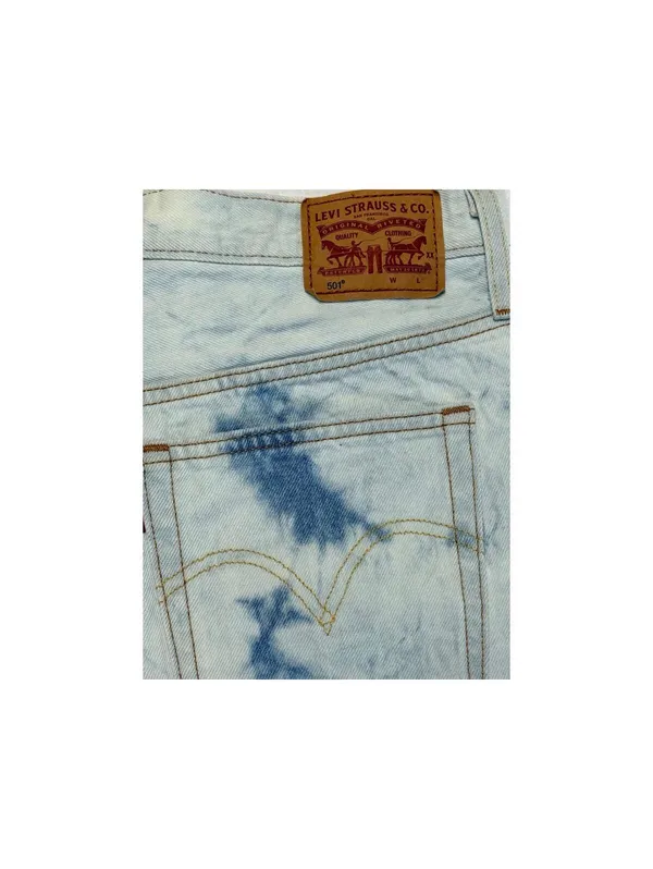 Levi’s 501 Original Women’s Denim Shorts W32 Tie Dye Frayed Hem High Waist Y2K - Image 3
