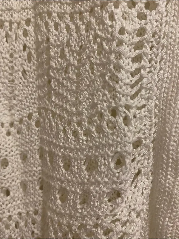 Womens M Medium 38” Tank Top White Crochet Knit V Neck Boho Beach Festival - Image 5