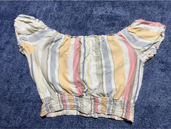 Aeropostale Women's Striped Off-Shoulder Crop Top XL - Image 4