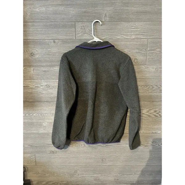 Patagonia Synchilla Snap T Pullover Fleece Jacket Womens Small Grey Purple‎ - Image 6
