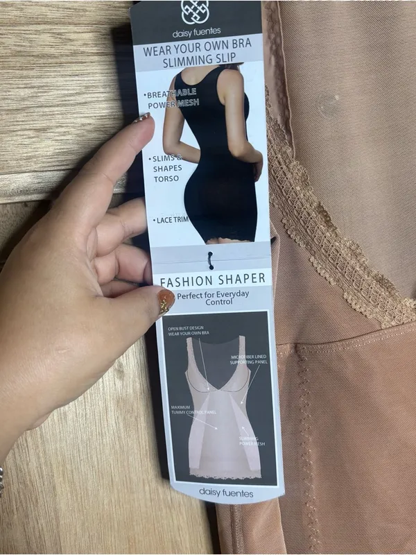 Daisy Fuentes Nude Lace-Trim Slip Dress size XL - Image 3